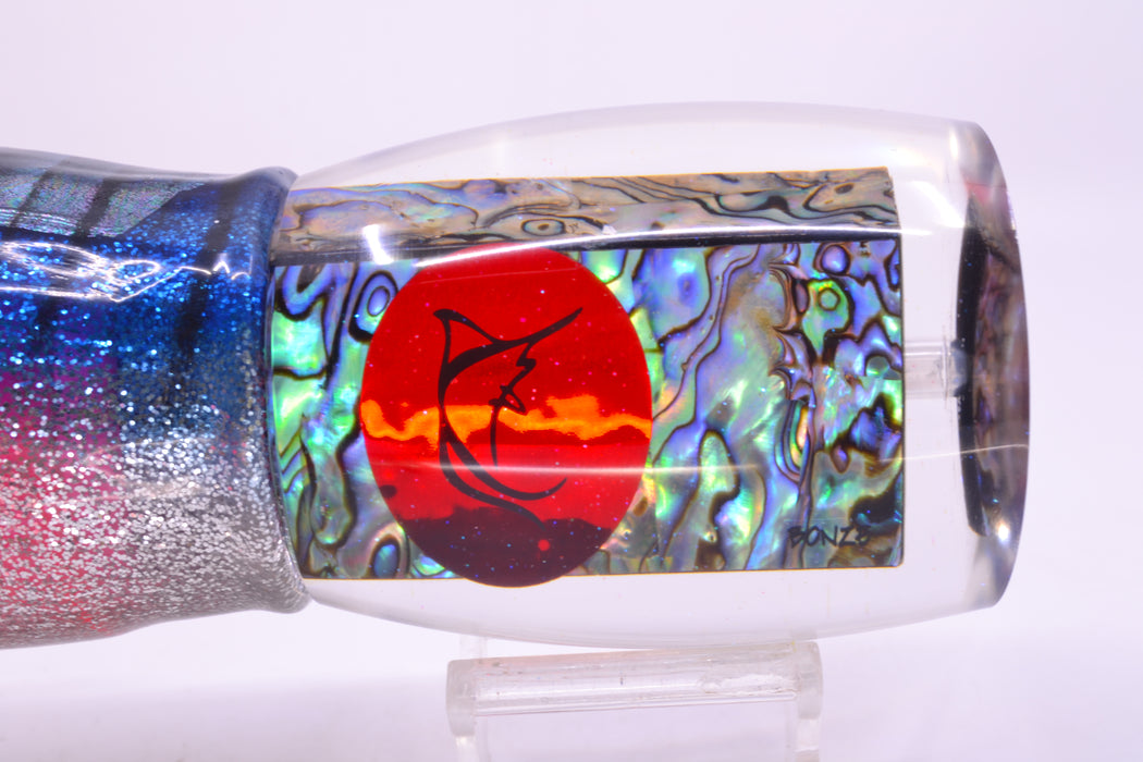 Bonze Lures Paua Shell Red Eyes Hulk 16" 18.5oz Skirted Blue Aurora/Pink