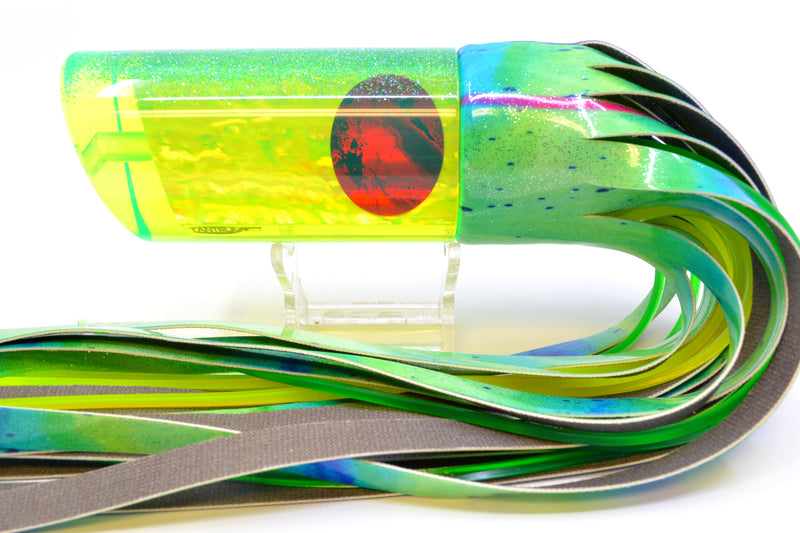 TANTRUM Lures Chartreuse Awabi Ice Blue Glitter Back XL Tube 14" 12.5oz FT Vinyl Mad Mahi
