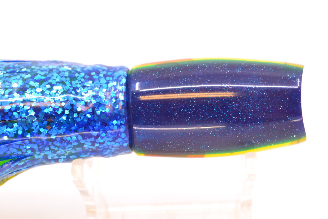 Coggin Lures MOP Blue-Yellow Back 4-Hole Hualalai Tado Scoop 7" 3oz Skirted Blue-Silver