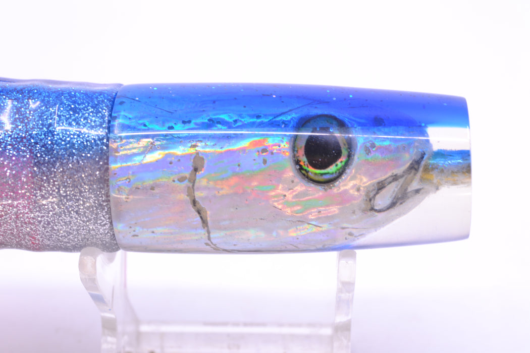 Ali'i Kai Lures Silver Fish Head Blue Back Small Hard Head 9" 4.2oz Skirted Blue-Silver GZE