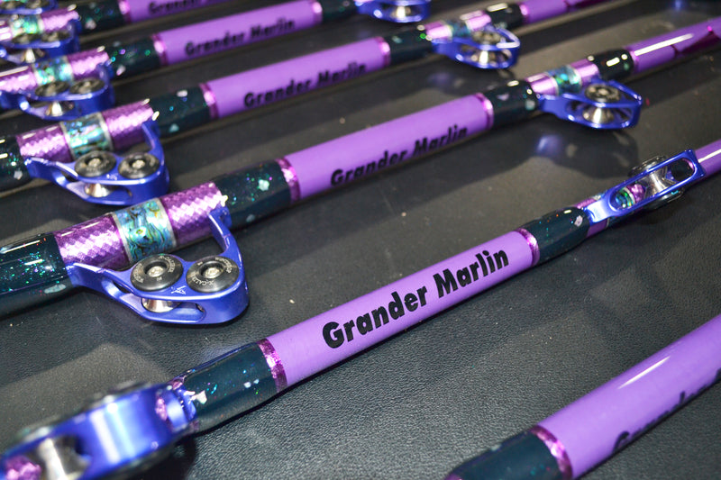 Grander Marlin Tackle Custom Purple Drip Heavy Chair Rod