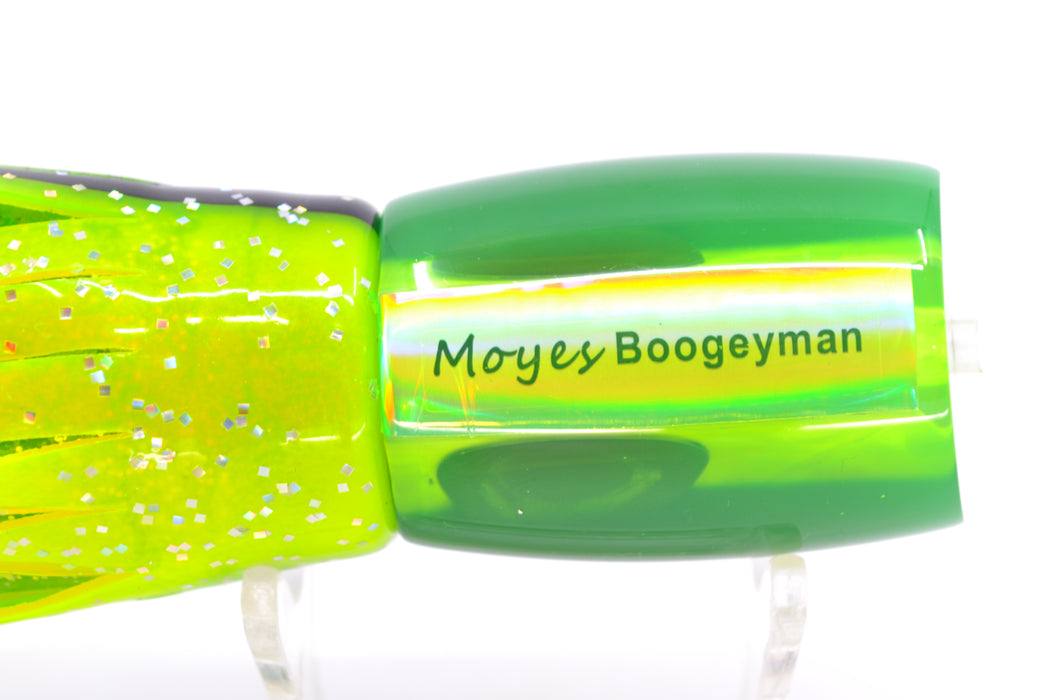 Moyes Lures Chartreuse MOP Black Back Taxi Eyes Boogeyman 12" 7oz Skirted