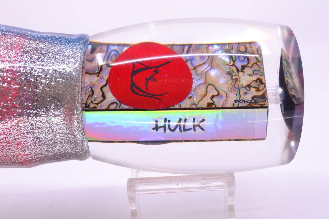 Bonze Lures Paua Shell Red Eyes Hulk 16" 18.5oz Skirted Blue Aurora/Pink