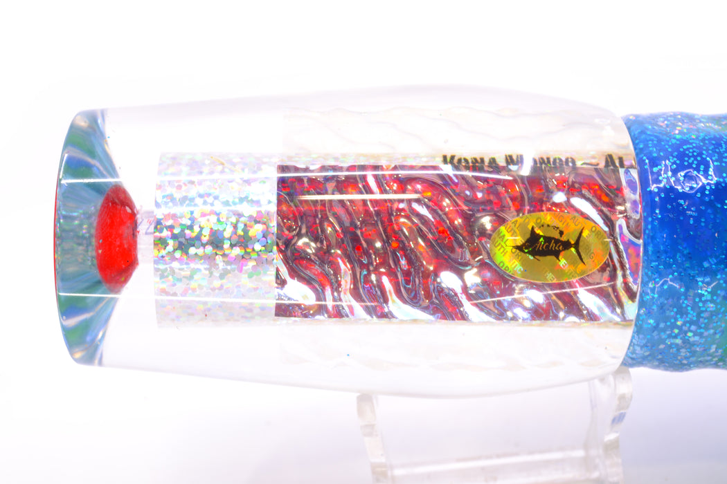 Aloha Lures Silver Rainbow Ice Dichro Kona Mongo 14" 12.5oz Skirted Blue Dots/Green