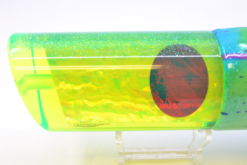TANTRUM Lures Chartreuse Awabi Ice Blue Glitter Back XL Tube 14" 12.5oz FT Vinyl Mad Mahi