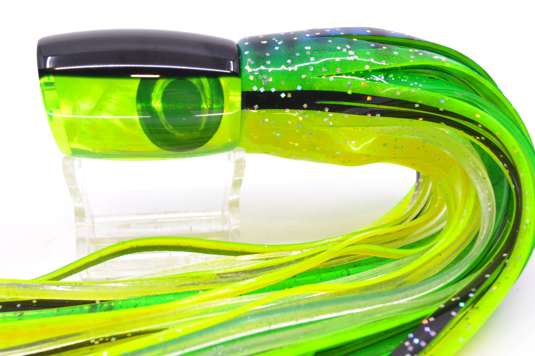Moyes Lures Chartreuse MOP Black Back Taxi Eyes Boogeyman 12" 7oz Skirted