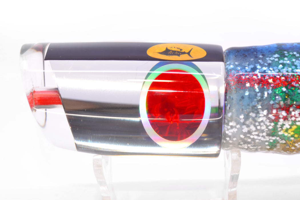 Aloha Lures Clear Mirrored Black Back Red Eyes Infant Smash Bait 10" 8oz Skirted Evil