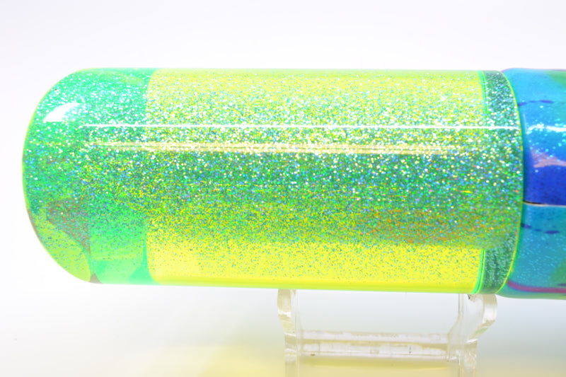 TANTRUM Lures Chartreuse Awabi Ice Blue Glitter Back XL Tube 14" 12.5oz FT Vinyl Mad Mahi