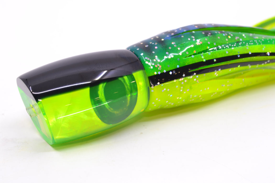 Moyes Lures Chartreuse MOP Black Back Taxi Eyes Boogeyman 12" 7oz Skirted
