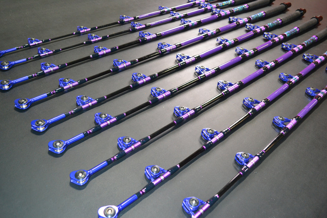Grander Marlin Tackle Custom Purple Drip Heavy Chair Rod