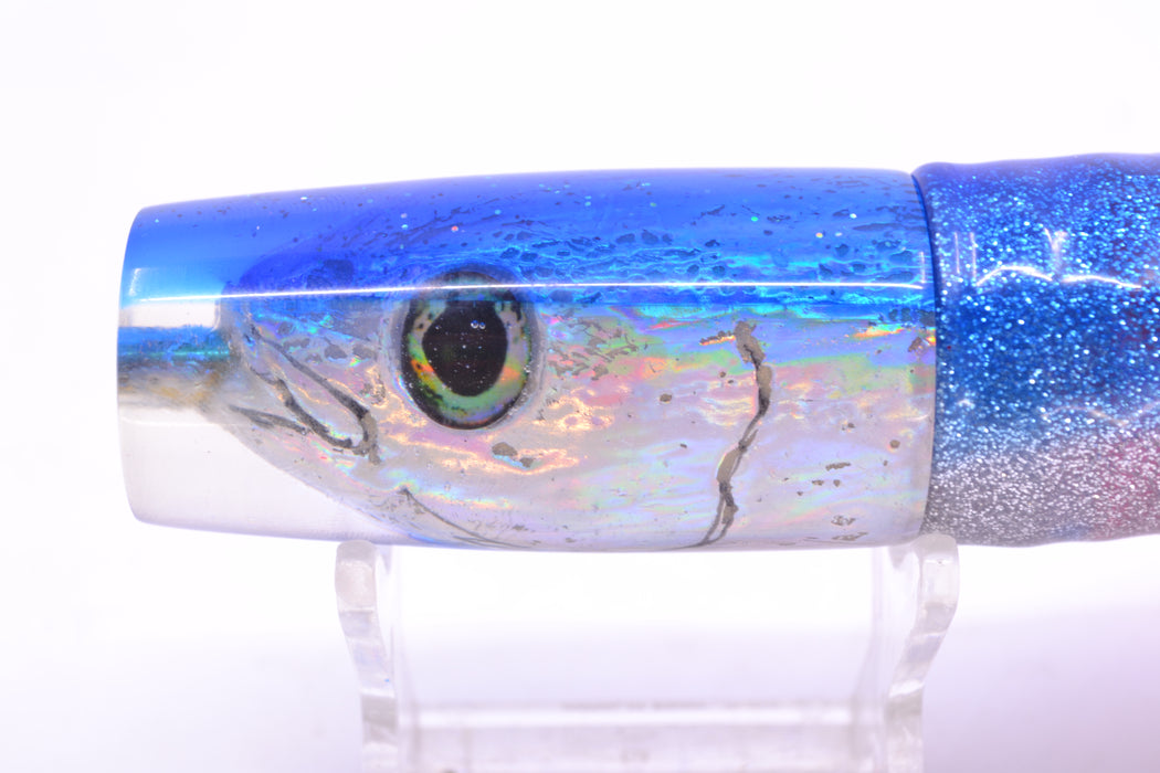 Ali'i Kai Lures Silver Fish Head Blue Back Small Hard Head 9" 4.2oz Skirted Blue-Silver GZE