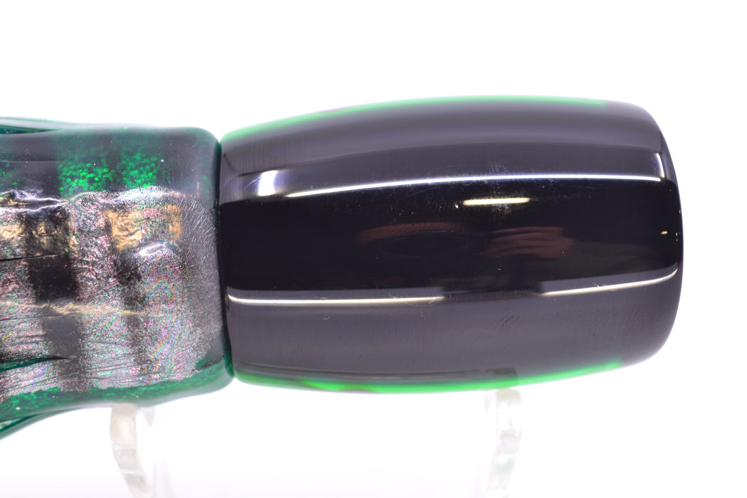 Moyes Lures Green MOP Black Back Taxi Eyes Boogeyman 12" 7oz Skirted Green Aurora