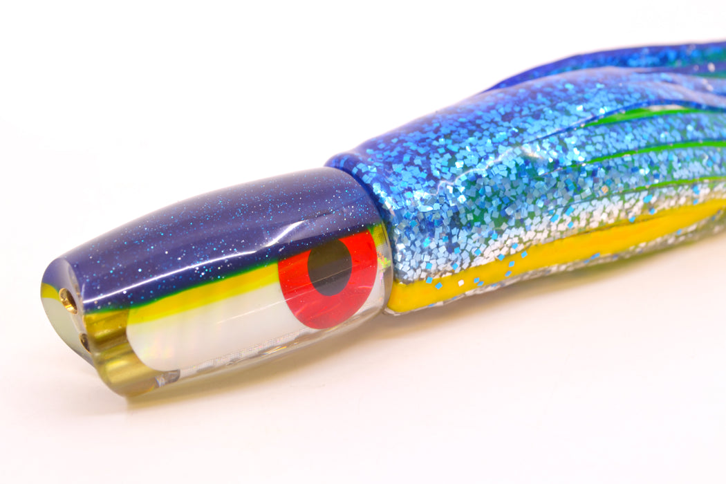 Coggin Lures MOP Blue-Yellow Back 4-Hole Hualalai Tado Scoop 7" 3oz Skirted Blue-Silver