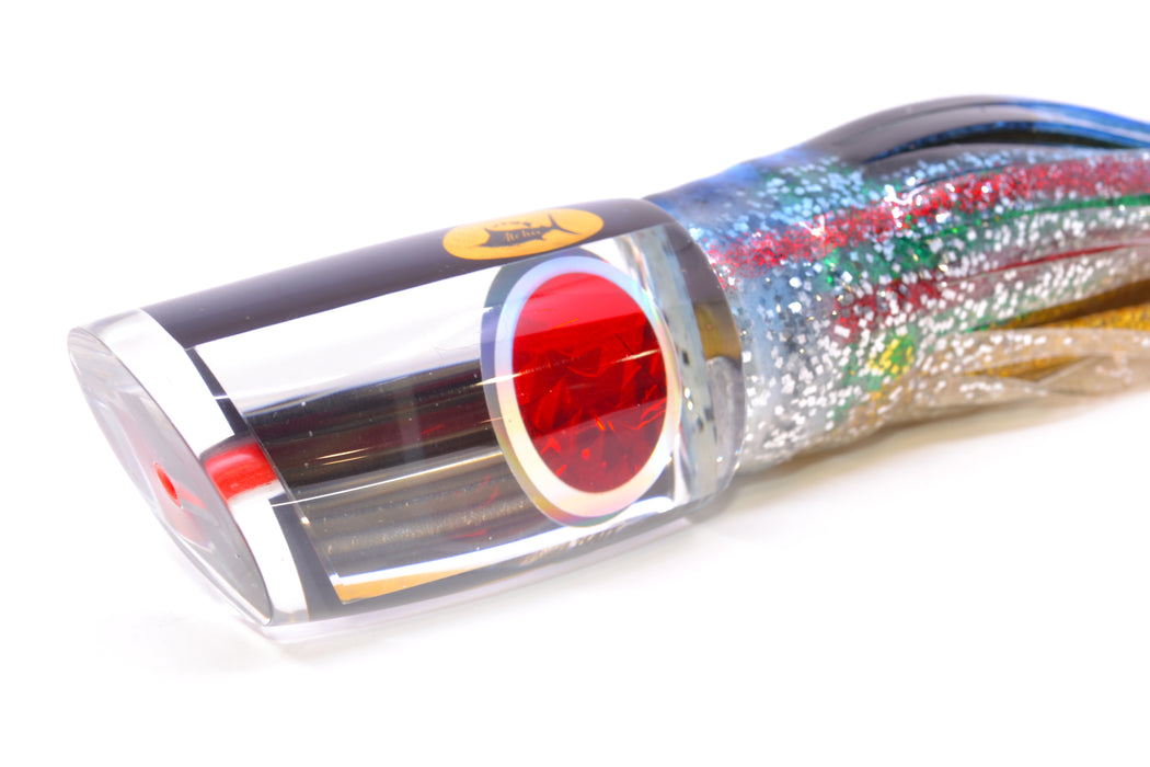 Aloha Lures Clear Mirrored Black Back Red Eyes Infant Smash Bait 10" 8oz Skirted Evil