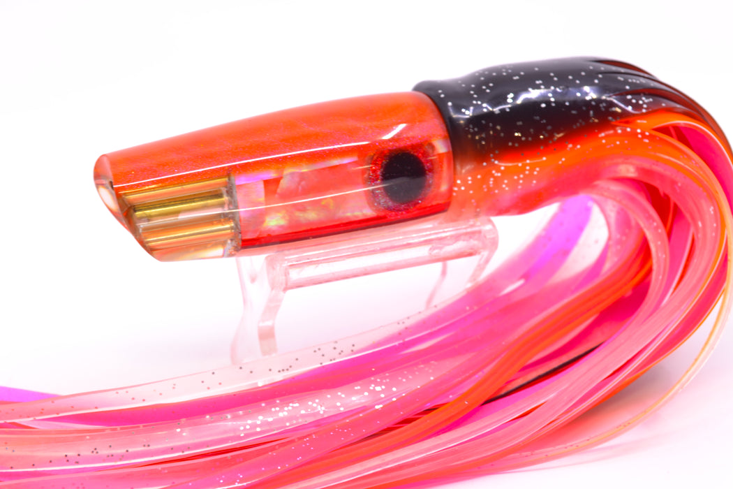 Big Reidee Orange MOP Orange Back 4-Hole Scoop Face 9" 6oz Skirted Black-Clear/Pink