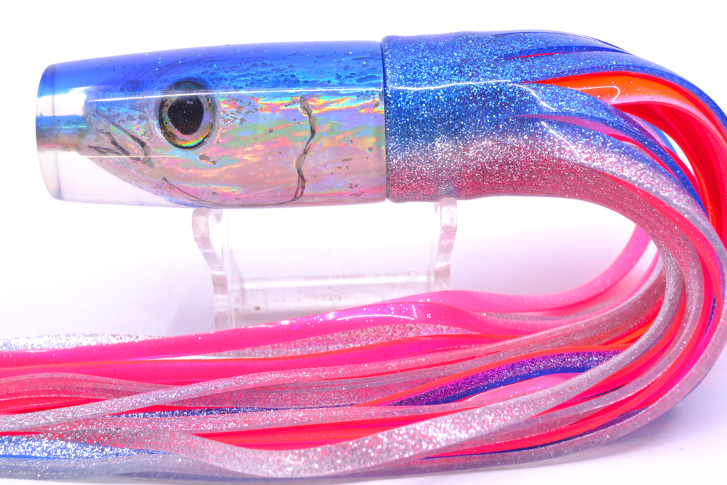 Ali'i Kai Lures Silver Fish Head Blue Back Small Hard Head 9" 4.2oz Skirted Blue-Silver GZE