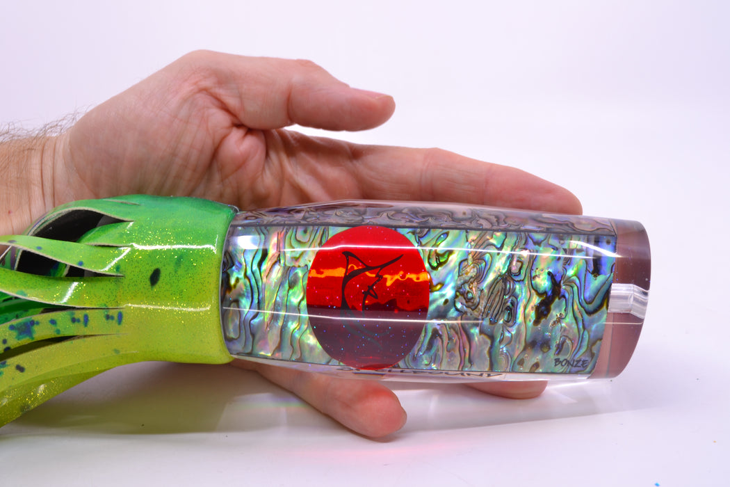 Bonze Lures Paua Shell Red Eyes Spellbound 14" 12oz Fire Tailz Vinyl Mahi