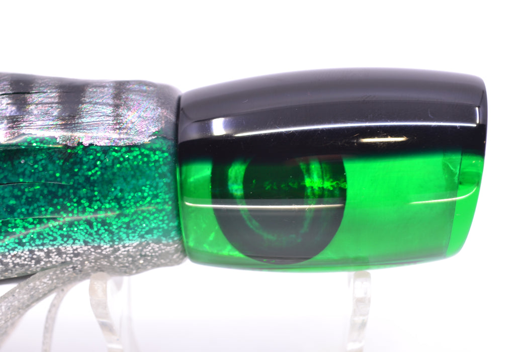 Moyes Lures Green MOP Black Back Taxi Eyes Boogeyman 12" 7oz Skirted Green Aurora