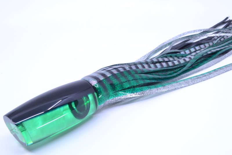 Moyes Lures Green MOP Black Back Taxi Eyes Medium Plunger 12" 7.5oz Skirted Green Aurora GZE