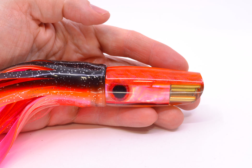 Big Reidee Orange MOP Orange Back 4-Hole Scoop Face 9" 6oz Skirted Black-Clear/Pink