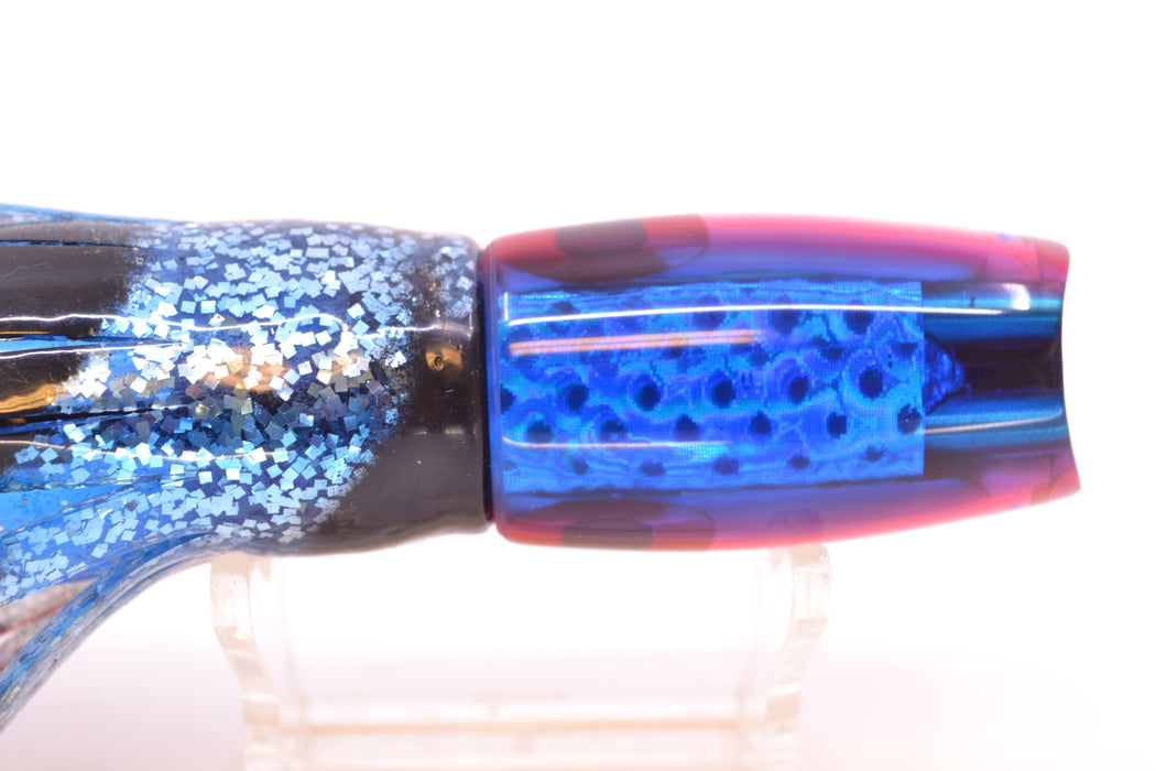Coggin Lures White MOP Blue-Red Back 4-Hole Hualalai Tado Scoop 7" 3oz Skirted Evil