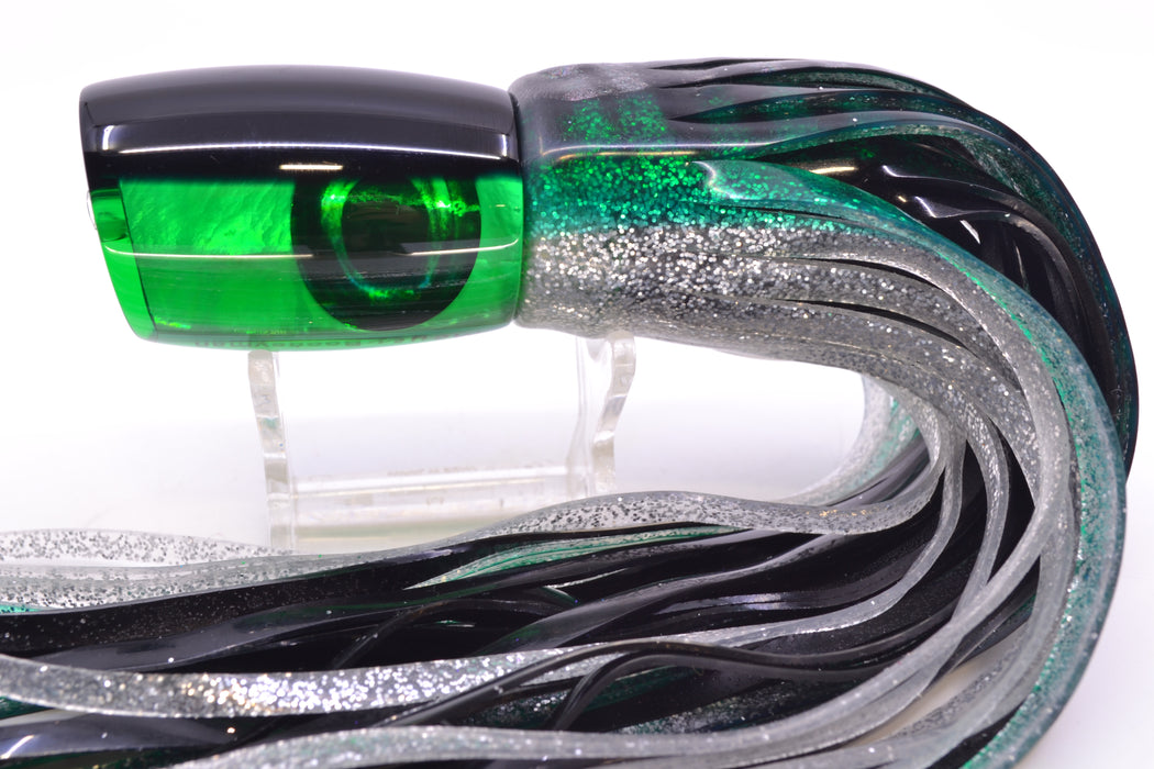 Moyes Lures Green MOP Black Back Taxi Eyes Boogeyman 12" 7oz Skirted Green Aurora