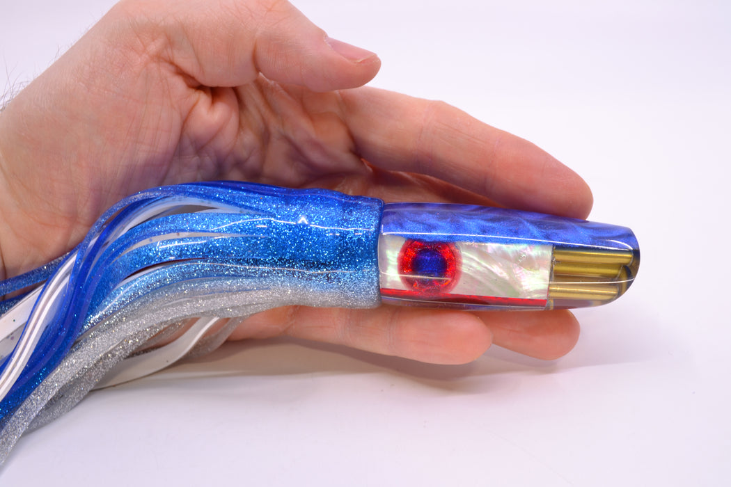 Big Reidee White MOP Blue Back 4-Hole Scoop Face 9" 6oz Skirted Blue-Silver