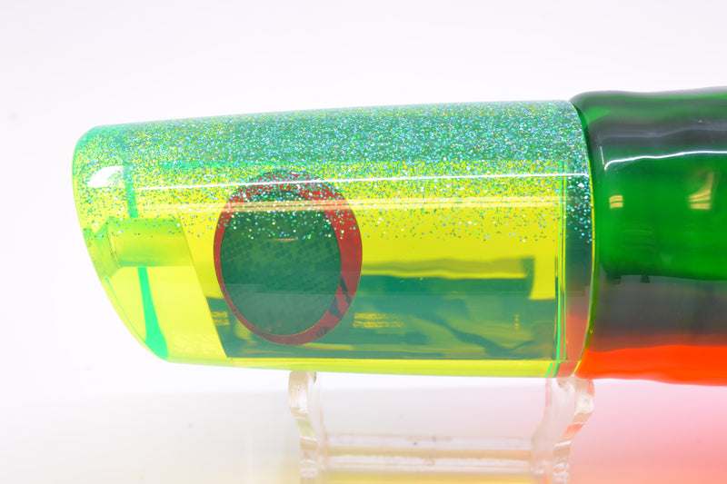 TANTRUM Lures Chartreuse Mirrored Ice Blue Glitter Back Large Kaboom 12" 11oz Skirted Guacamaya