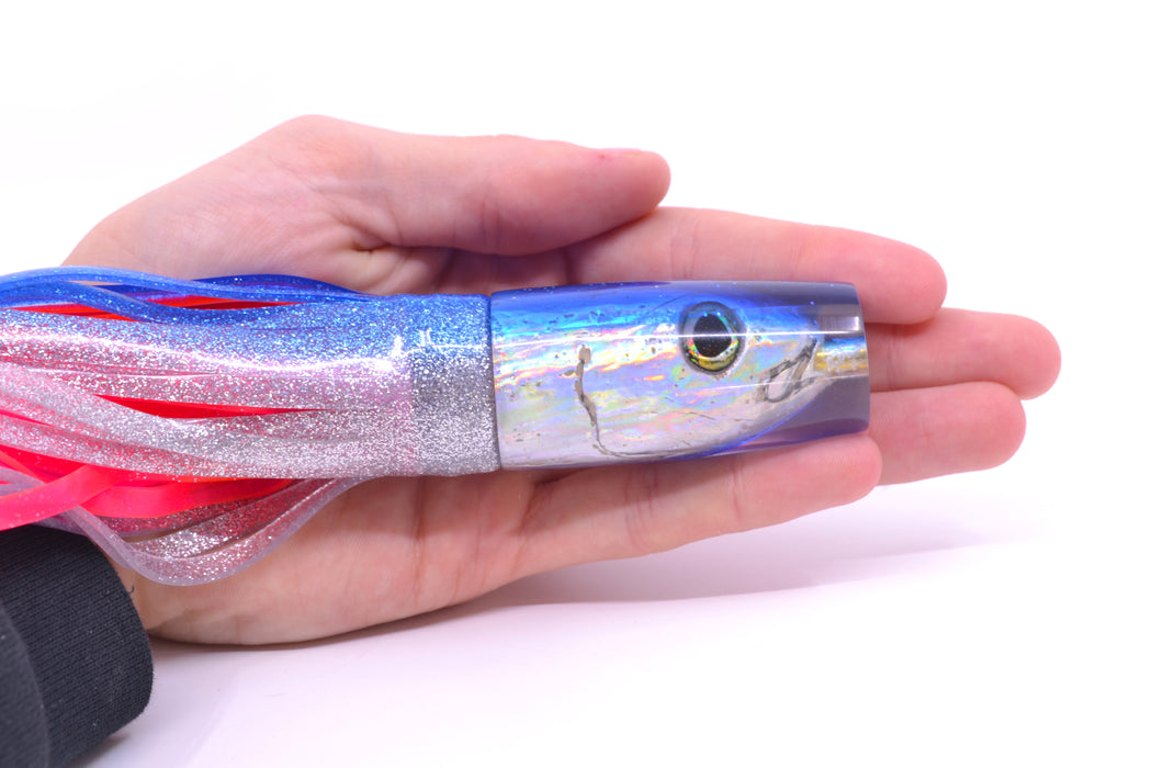Ali'i Kai Lures Silver Fish Head Blue Back Small Hard Head 9" 4.2oz Skirted Blue-Silver GZE