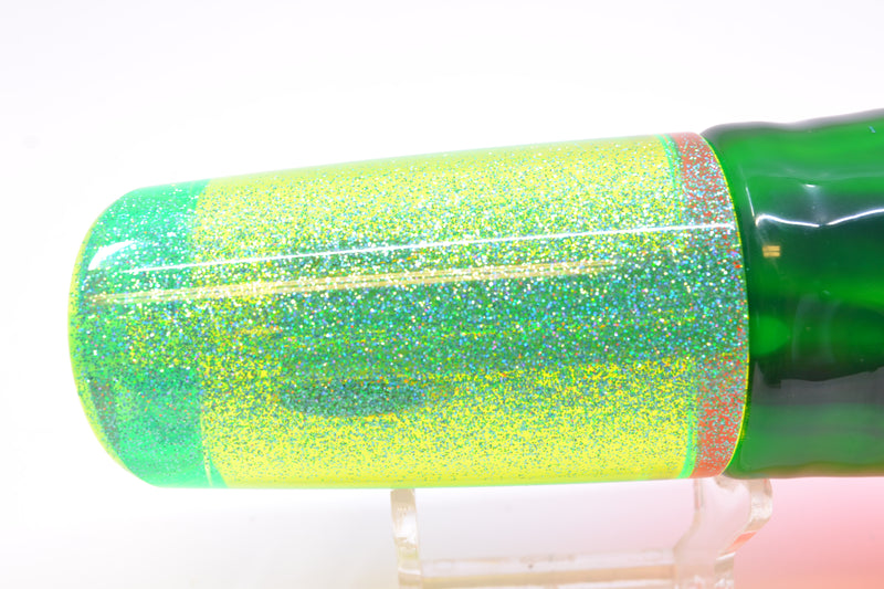 TANTRUM Lures Chartreuse Mirrored Ice Blue Glitter Back Large Kaboom 12" 11oz Skirted Guacamaya