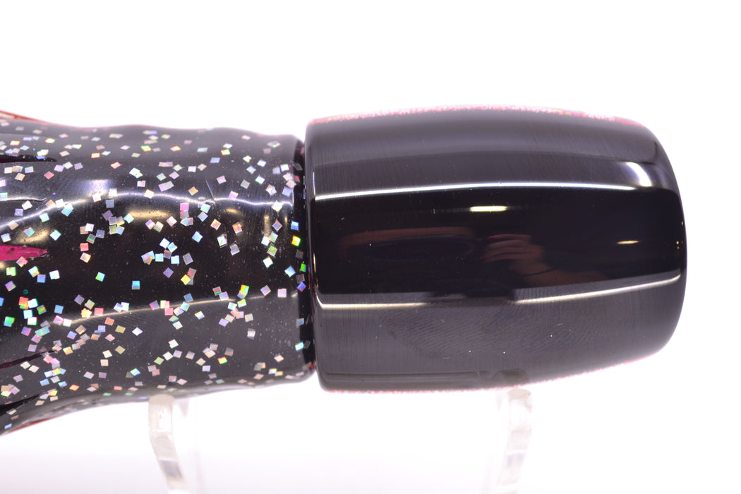 Moyes Lures Rainbow MOP Black-Red Back Taxi Eyes Medium J-Boy 12" 7oz Skirted Black