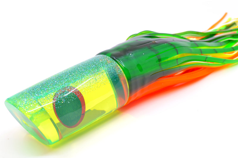 TANTRUM Lures Chartreuse Mirrored Ice Blue Glitter Back Large Kaboom 12" 11oz Skirted Guacamaya