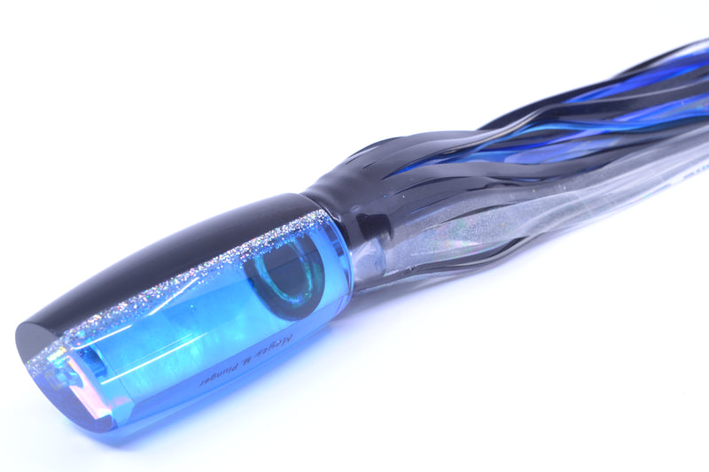 Moyes Lures Blue MOP Black-Silver Back Taxi Eyes Medium Plunger 12" 7.5oz Skirted GZE