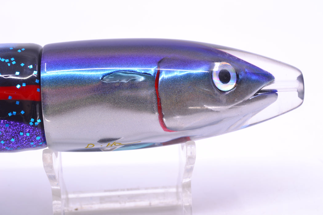 JB Signature Lures Flying Fish Medium Barrel Bomb 9" 5.5oz Skirted Black & Blue-Purple GZE