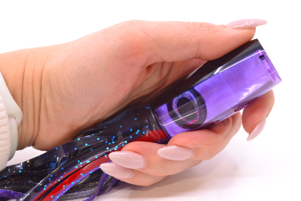 Moyes Lures Purple MOP Black Back Taxi Eyes Small Shotgun 9" 4oz Skirted Blue-Black-Purple