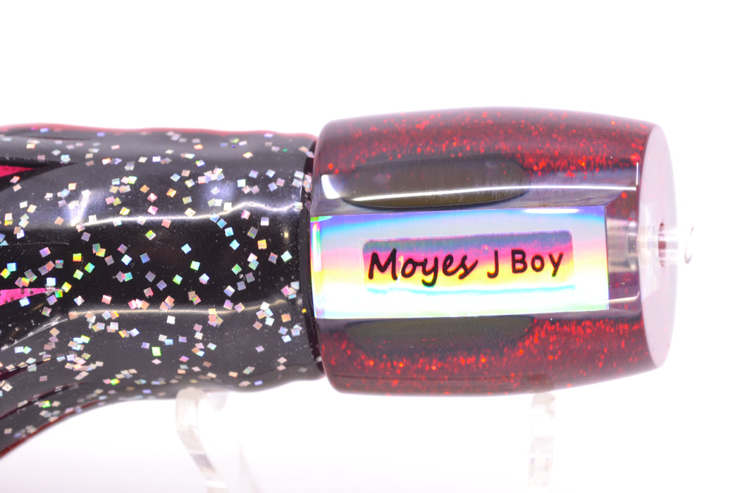 Moyes Lures Rainbow MOP Black-Red Back Taxi Eyes Medium J-Boy 12" 7oz Skirted Black