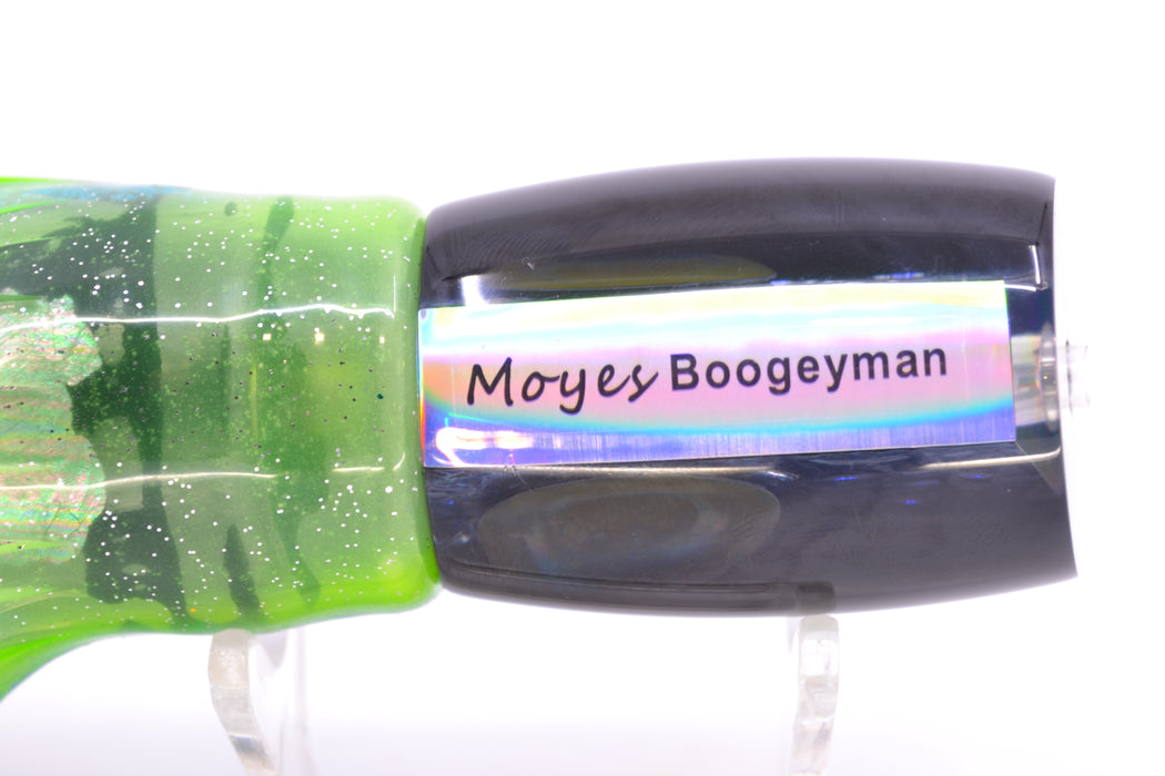 Moyes Lures Blue-Green Oil Slick Black Back Taxi Eyes Boogeyman 12" 7oz Skirted