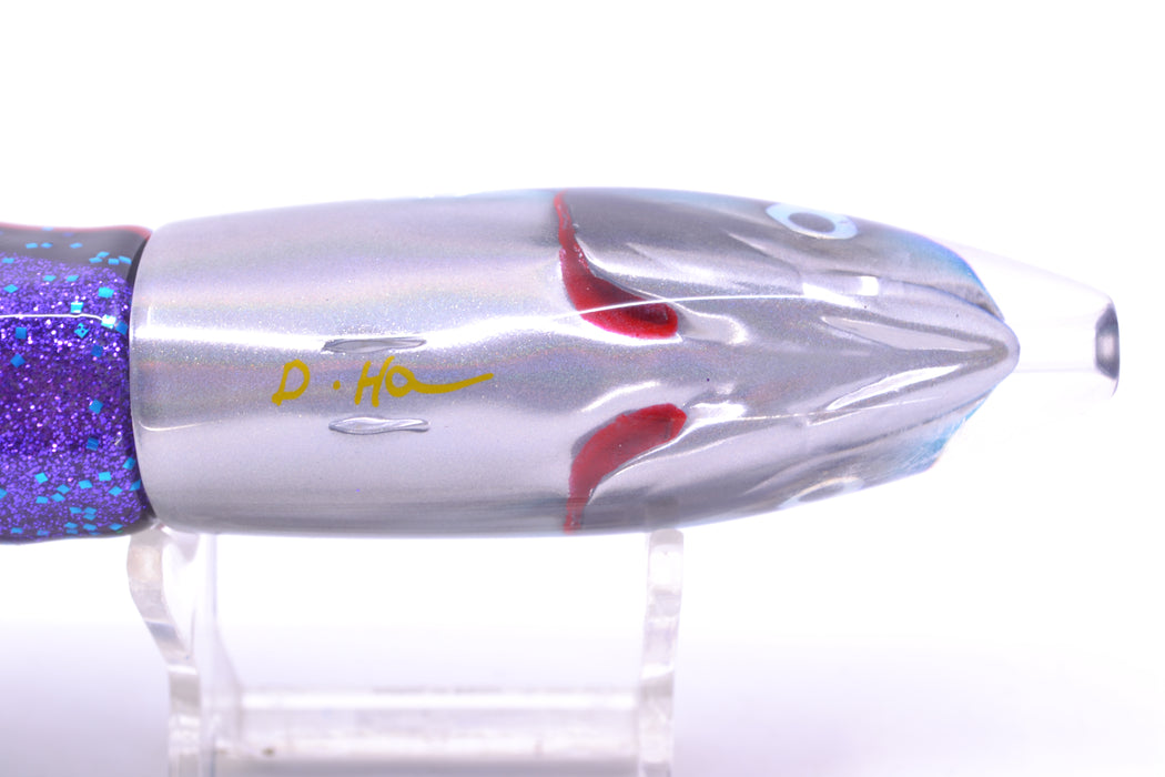 JB Signature Lures Flying Fish Medium Barrel Bomb 9" 5.5oz Skirted Black & Blue-Purple GZE