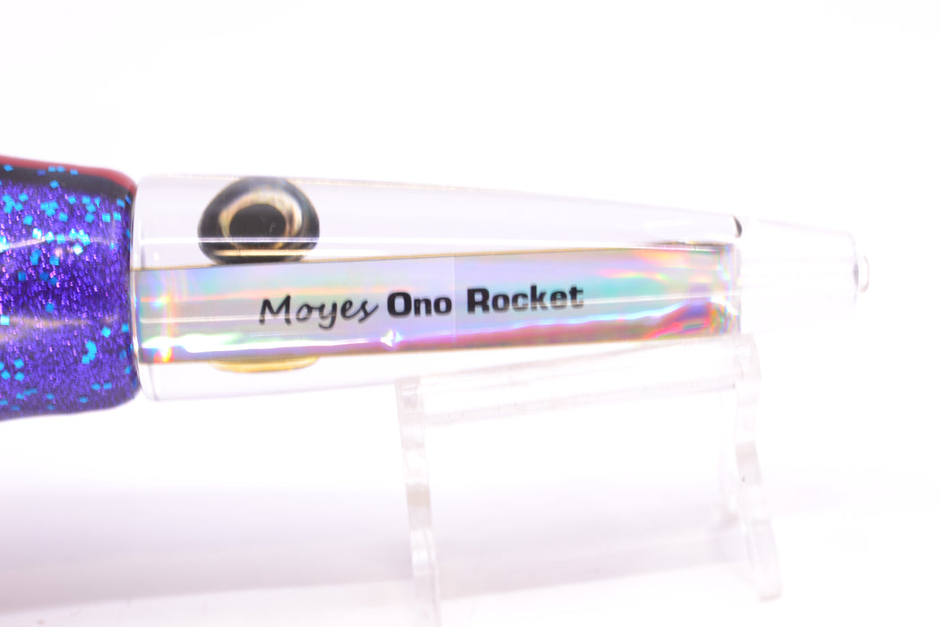 Moyes Lures Clear Mirrored Taxi Eyes Ono Rocket 9" 8oz Skirted Black & Blue Bars-Purple GZE