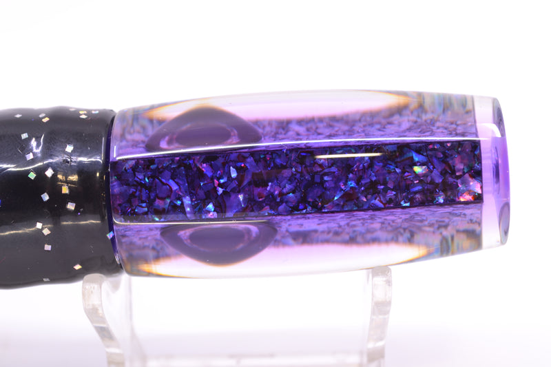 Moyes Lures S&P MOP Purple Back Taxi Eyes Small Shotgun 9" 4oz Skirted Black/Purple