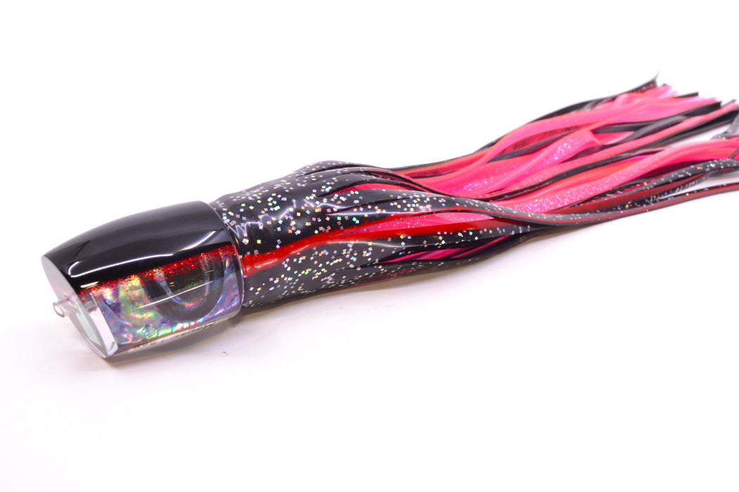 Moyes Lures Rainbow MOP Black-Red Back Taxi Eyes Medium J-Boy 12" 7oz Skirted Black