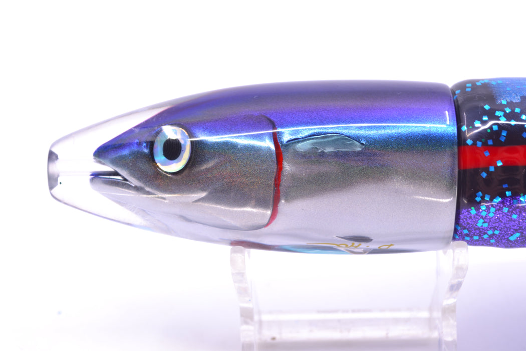 JB Signature Lures Flying Fish Medium Barrel Bomb 9" 5.5oz Skirted Black & Blue-Purple GZE