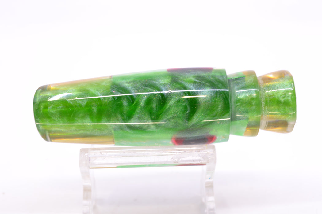 Big Reidee Lures Green MOP Green Back Black-Red Eyes 4-Hole Cut Face 9" 4.4oz