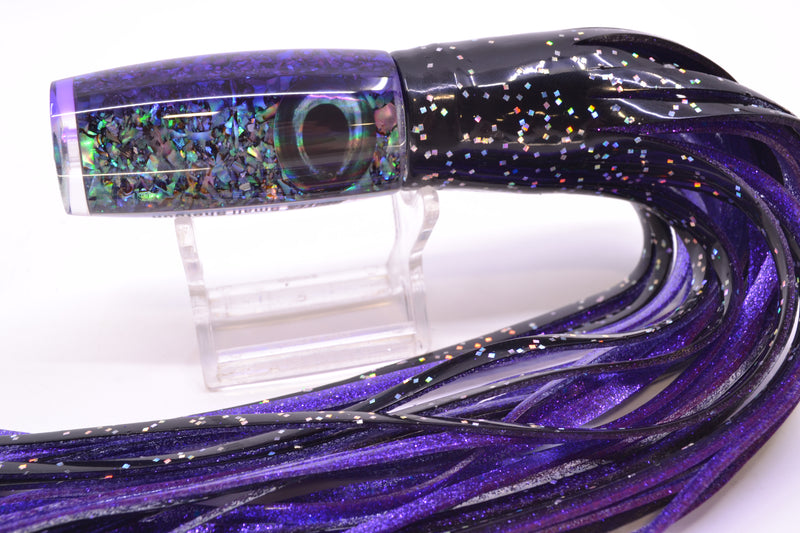 Moyes Lures S&P MOP Purple Back Taxi Eyes Small Shotgun 9" 4oz Skirted Black/Purple