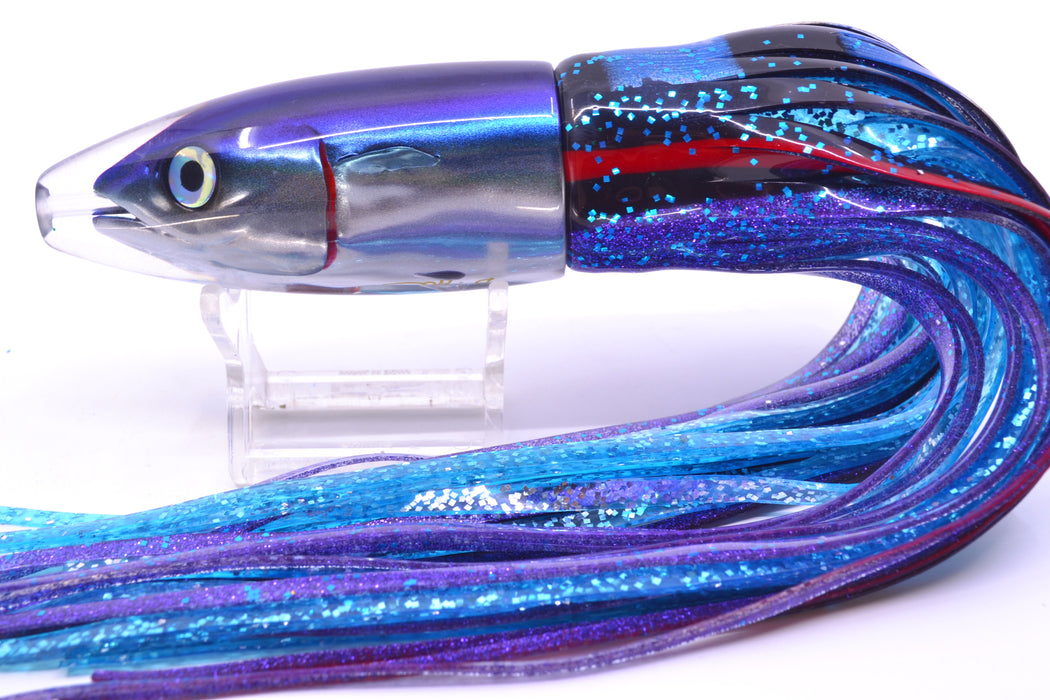 JB Signature Lures Flying Fish Medium Barrel Bomb 9" 5.5oz Skirted Black & Blue-Purple GZE