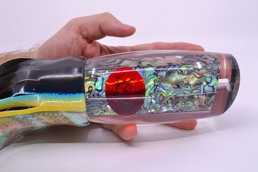 Bonze Lures Paua Shell Red Eyes Bankwalker Teaser 16" 22oz FT Vinyl Yellowfin Tuna