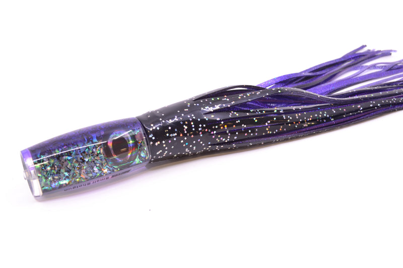 Moyes Lures S&P MOP Purple Back Taxi Eyes Small Shotgun 9" 4oz Skirted Black/Purple