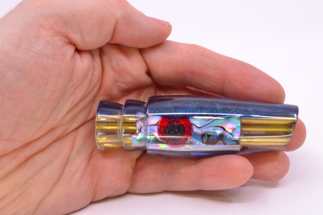Big Reidee Lures Blue Paua Blue Back Black-Red Eyes 4-Hole Cut Face 9" 4.4oz