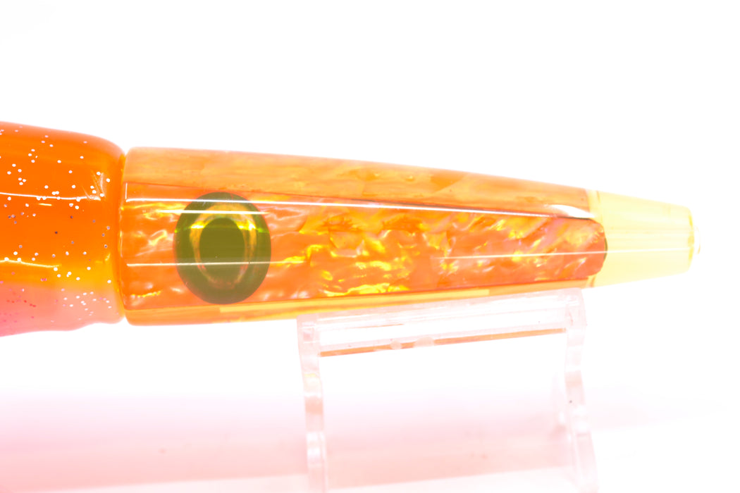 Moyes Lures Orange Awabi Taxi Eyes Ono Rocket 9" 8oz Skirted Orange-White/Pink GZE