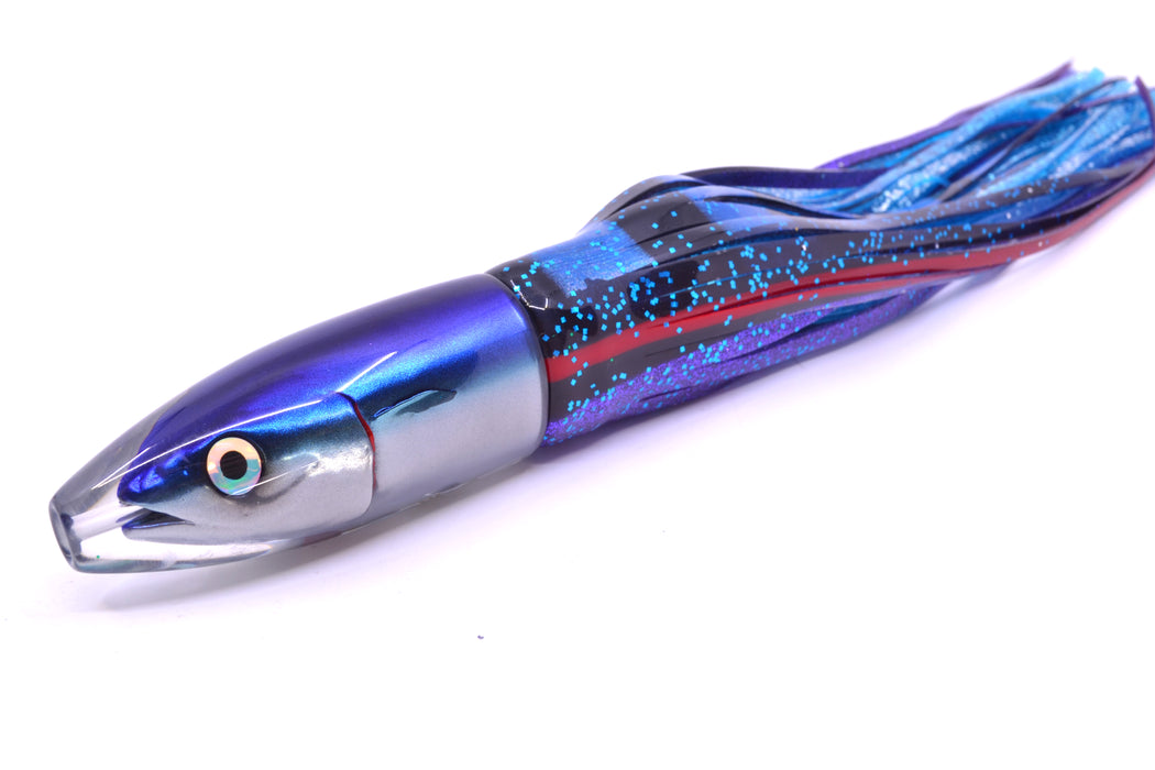 JB Signature Lures Flying Fish Medium Barrel Bomb 9" 5.5oz Skirted Black & Blue-Purple GZE